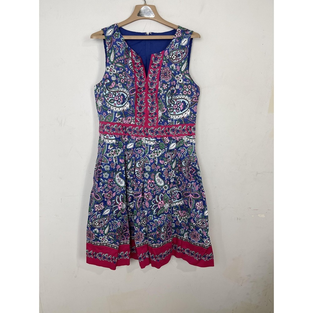 Talbots Dress Womens Medium Paisley Floral Twee Retro Flare‎ Garden Party Boho